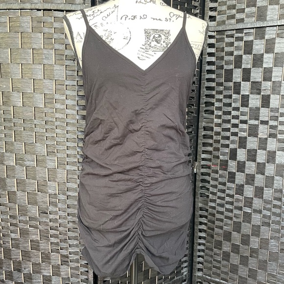 Isle Vintage Black Ruched Tank Top / Mini Dress Sz L - Picture 1 of 3